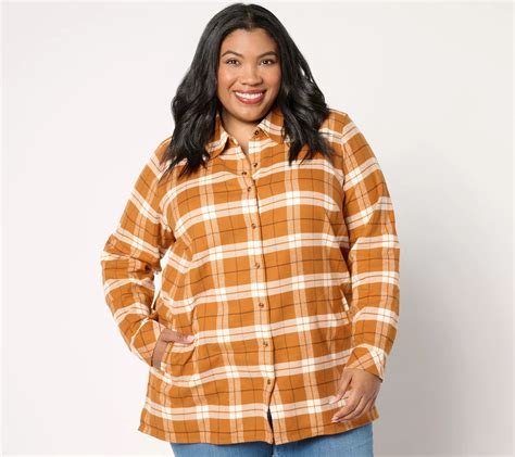 Joan Rivers Regular Cotton Plaid Flannel Snap Front Shirt - QVC.com