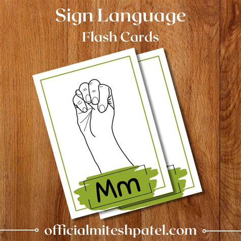 Fingerspelling Alphabet M | Sign Language Flash Cards