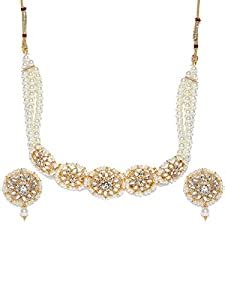 Buy ZAVERI PEARLS Gold Tone Traditional Kundan And Pearls Choker ...