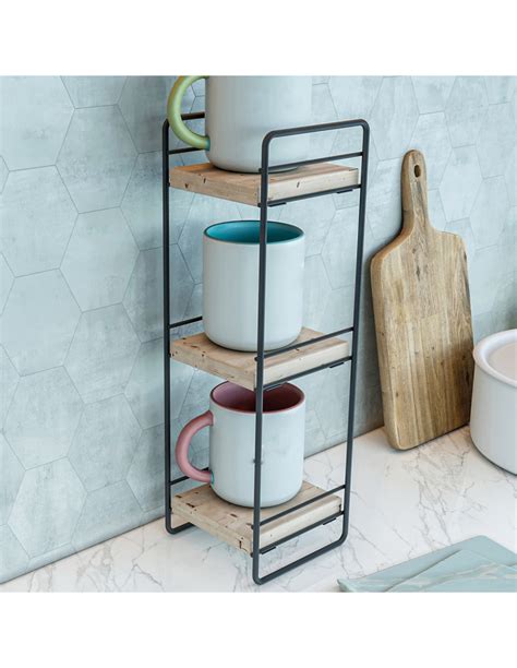 Étagère de Table 3 Niveaux Métal Bois 14 x 13 x 43 cm Etagère Cuisine ...