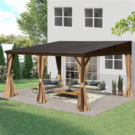 Amazon.com : Domi 10x12FT Lean to Gazebo, Hardtop Wall Mounted Gazebo ...