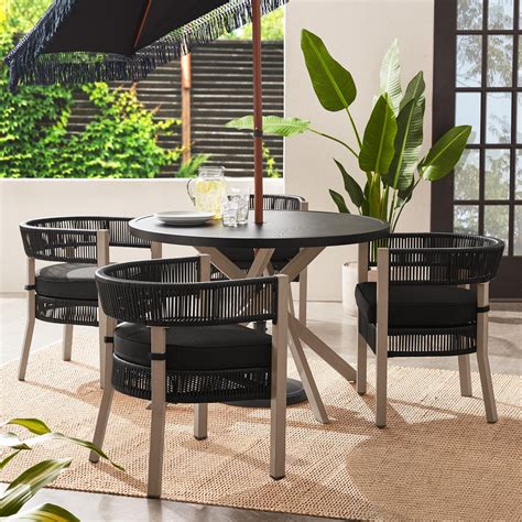 Better Homes & Gardens Tarren 5 Piece Outdoor Dining Set, Black ...