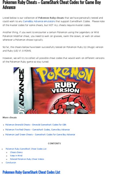 Pokemon Ruby Cheat Menu Android 的图像结果