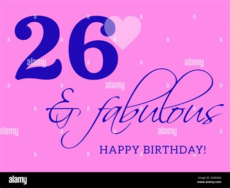 26th happy birthday card illustration in retro style Stock Photo - Alamy