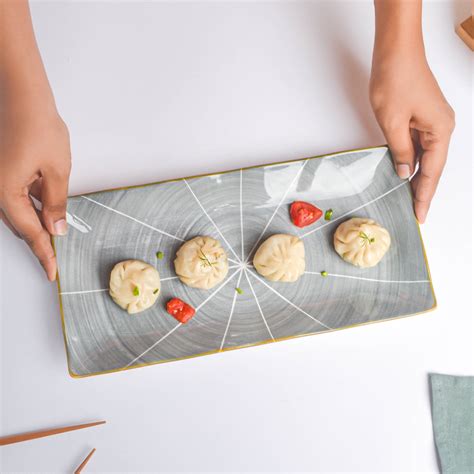 Willow Dark Grey Ceramic Long Plate 11 inch Online - Premium Platter ...