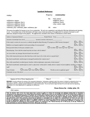 HUD Landlord Reference - Fill and Sign Printable Template Online