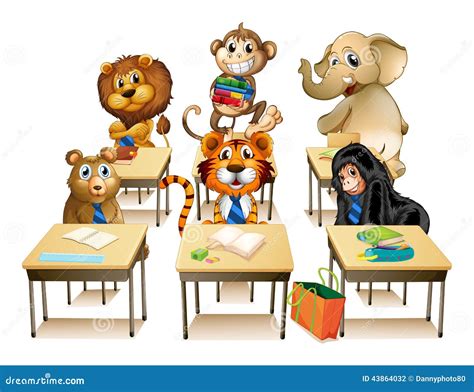 Animals In Classroom Stock Vector - Image: 43864032