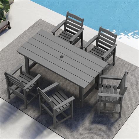 Amazon.com: SERWALL Patio Dining Table Sets 5-Piece, Outdoor HDPE ...