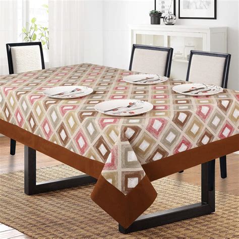 Shades of Life Brown 6 Seater Table Cover with Rhombus Print (60 * 90 ...