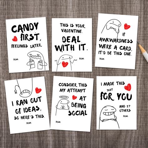 Funny Valentine’s Day Cards for Kids and Adults, Printable Classroom ...