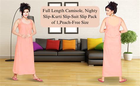 Buy Vibha Womens Hosiery Cotton Full Length Camisole, Nighty Slip-Kurti ...