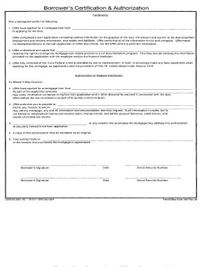 Borrower's Certification & Authorization - Fill and Sign Printable ...