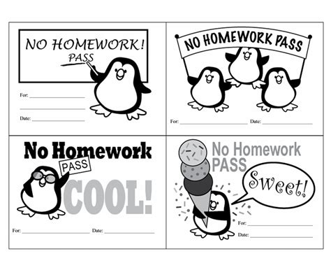 Free Printable Homework Passes | Homework pass, Teaching classroom, Fun ...