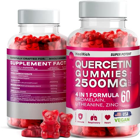 Amazon.com: Quercetin Gummies - 2500MG Quercetin with Bromelain L-theanine & Zinc - Pure ...