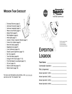 NASA Kennedy Space Center Expedition 321 Logbook - Blank Fillable ...
