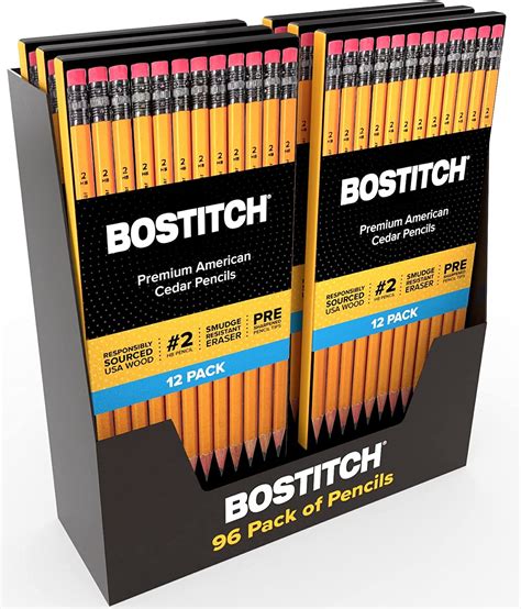Amazon.com : Bostitch Pencils #2 - HB Graphite Number 2 Pencils with ...
