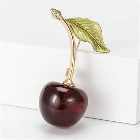 Elegant Faux Cherry Brooch, Women's Anti-Glare Fruit Lapel Pin, Luxury ...