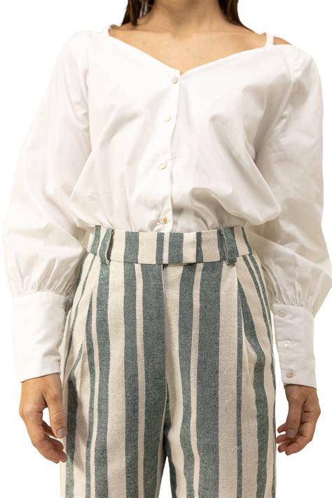 STRIPED PANTS GREEN - SABINE ARIAS UK