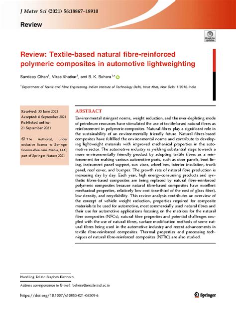 S10853: Review of Natural Polymeric Composites for Automotive ...