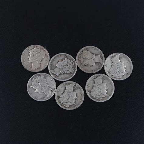 7 US Silver Mercury Dimes | Property Room