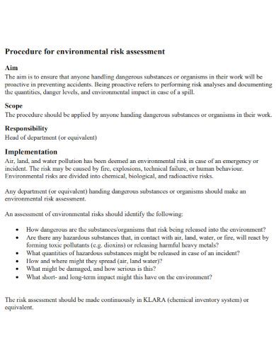 Environmental Risk Assessment Examples 的图像结果
