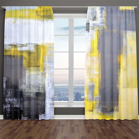 Amazon.com: XFLINGBAO Yellow and Grey Curtains for Living Room Modern ...