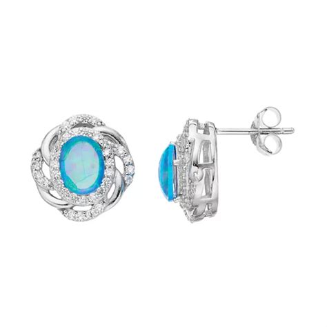 Sophie Miller Sterling Silver Lab-Created Opal & Cubic Zirconia Oval ...