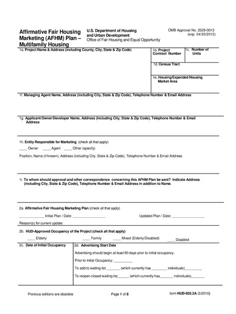 2010 Form HUD-935.2A Fill Online, Printable, Fillable, Blank - pdfFiller