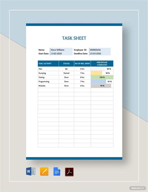 Image result for Task Sheet View