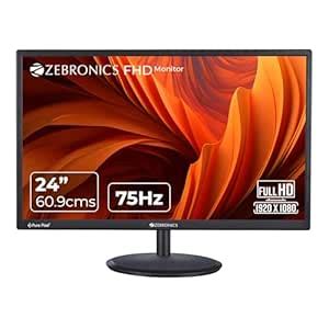 ZEBRONICS PA124 24" LED Monitor, 75Hz Refresh Rate, HDMI, VGA, FHD ...