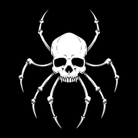 Illustration of skull with spider legs design element for postercard ...