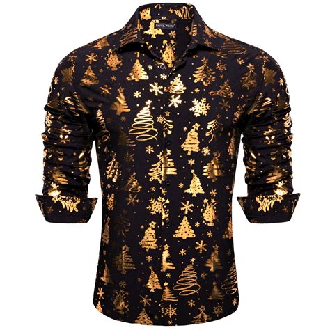 Barry.Wang Men's Christmas Dress Shirts,Cotton Long Sleeve Holiday ...