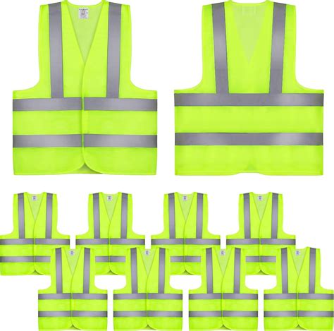 FRIUSATE 10 Pieces Hi Vis Vests,High Vis Vests,Reflective Safety Vests ...