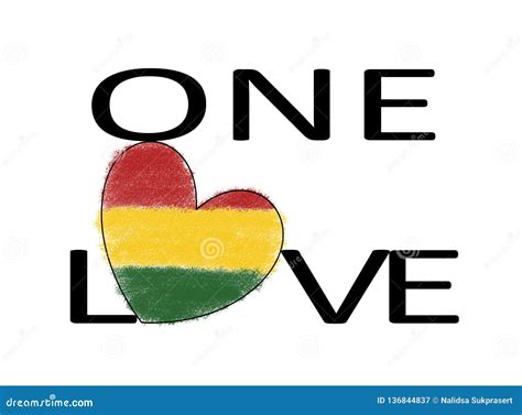 One Love Rasta Reggae Heart Stock Illustration - Illustration of ...