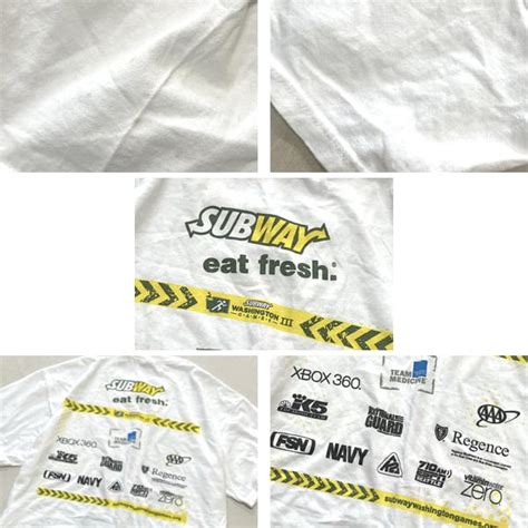 1点物 SUBWAYサブウェイ白バックプリントTシャツ古着メンズL/XLレディースOKアメカジ90sストリート/スポーツブランド白Tイベント ...