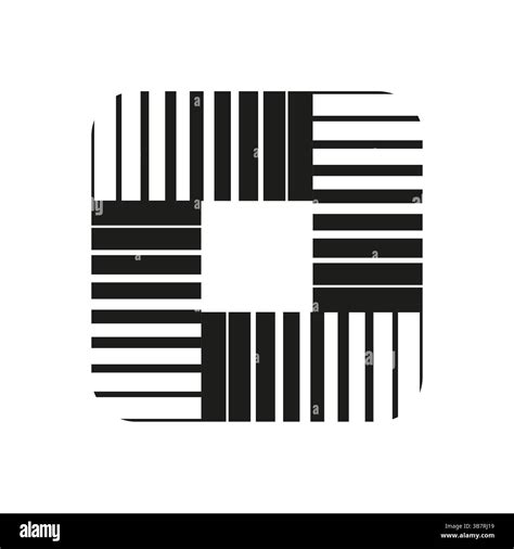 Striped square symbol. Geometric abstract vector. Black bold form ...