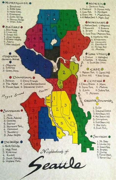 Seattle Neighborhoods Map - Etsy Canada
