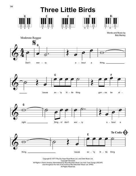 Bob Marley - Three Little Birds sheet music