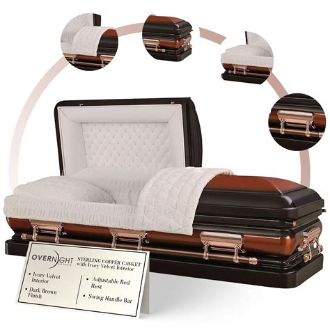 Overnight Caskets Sterling Steel Funeral Casket Copper With Ivory ...