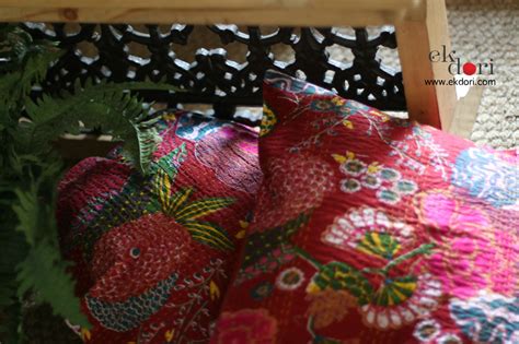 Kantha Cushion Covers (Set Of 2) : Red Riding Hood Cushion Covers – Ek Dori