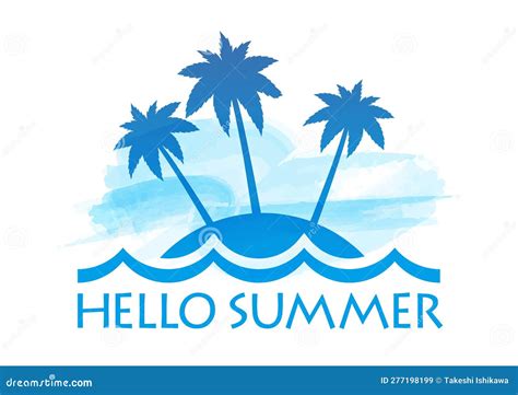 Vector Summer Symbol Icon with Palm Trees on an Island Isolated on a ...
