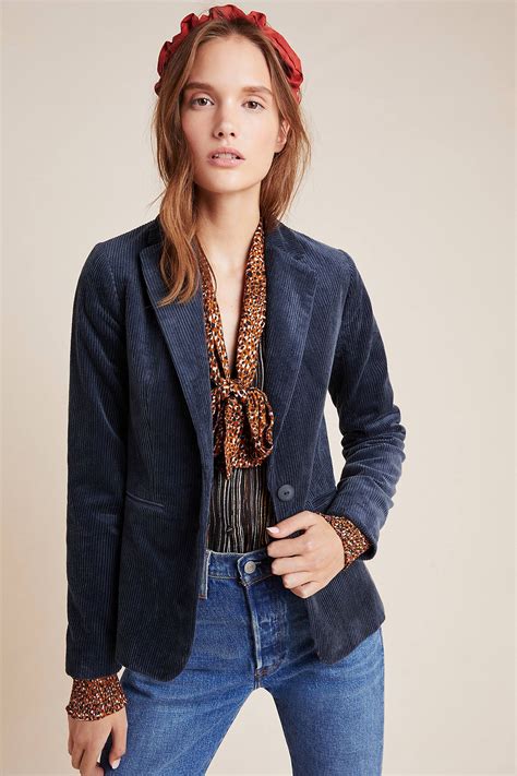 Essex Corduroy Blazer by Seen Worn Kept in Blue Size: 6, Women's ...