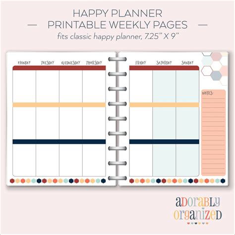 Happy Planner PRINTABLE Weekly Planner Refills / Inserts - 7 X 9.25 ...