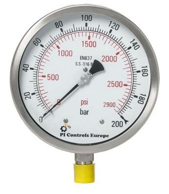 Buy PI Controls Europe-Full Stainless Steel Pressure Gauge, Dial Size ...