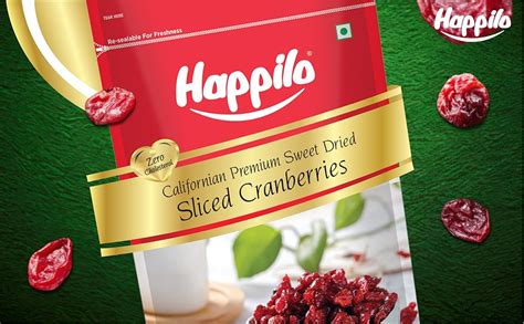 Happilo Premium Californian Sliced Cranberries Dried & Sweet, High ...