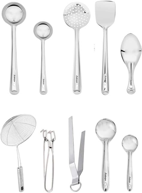 Petals Stainless Steel Cooking and Serving Spoon Spatula, Set of 10 ...