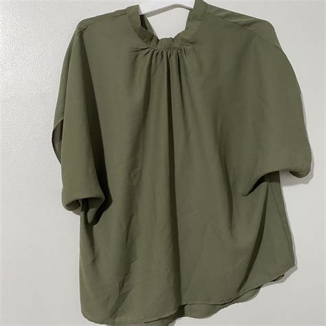 Olive green blouse Never worn L Super light... - Depop