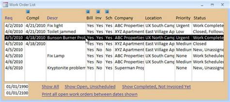 Image result for Access Work Order Database