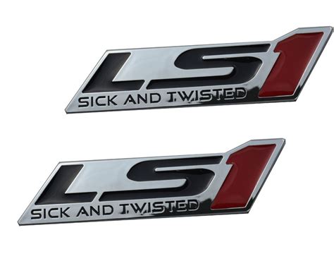 Aimoll LS1 Sick AND TWISTED Engine Emblems Badge, for Gm Chevy ...