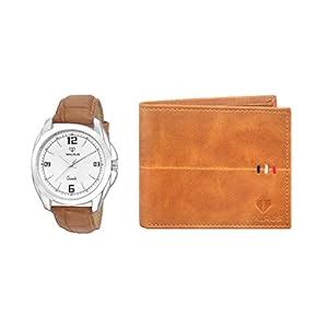 Walrus Men Combo Pack of White Watch & Tan Leather Wallet : Amazon.in ...